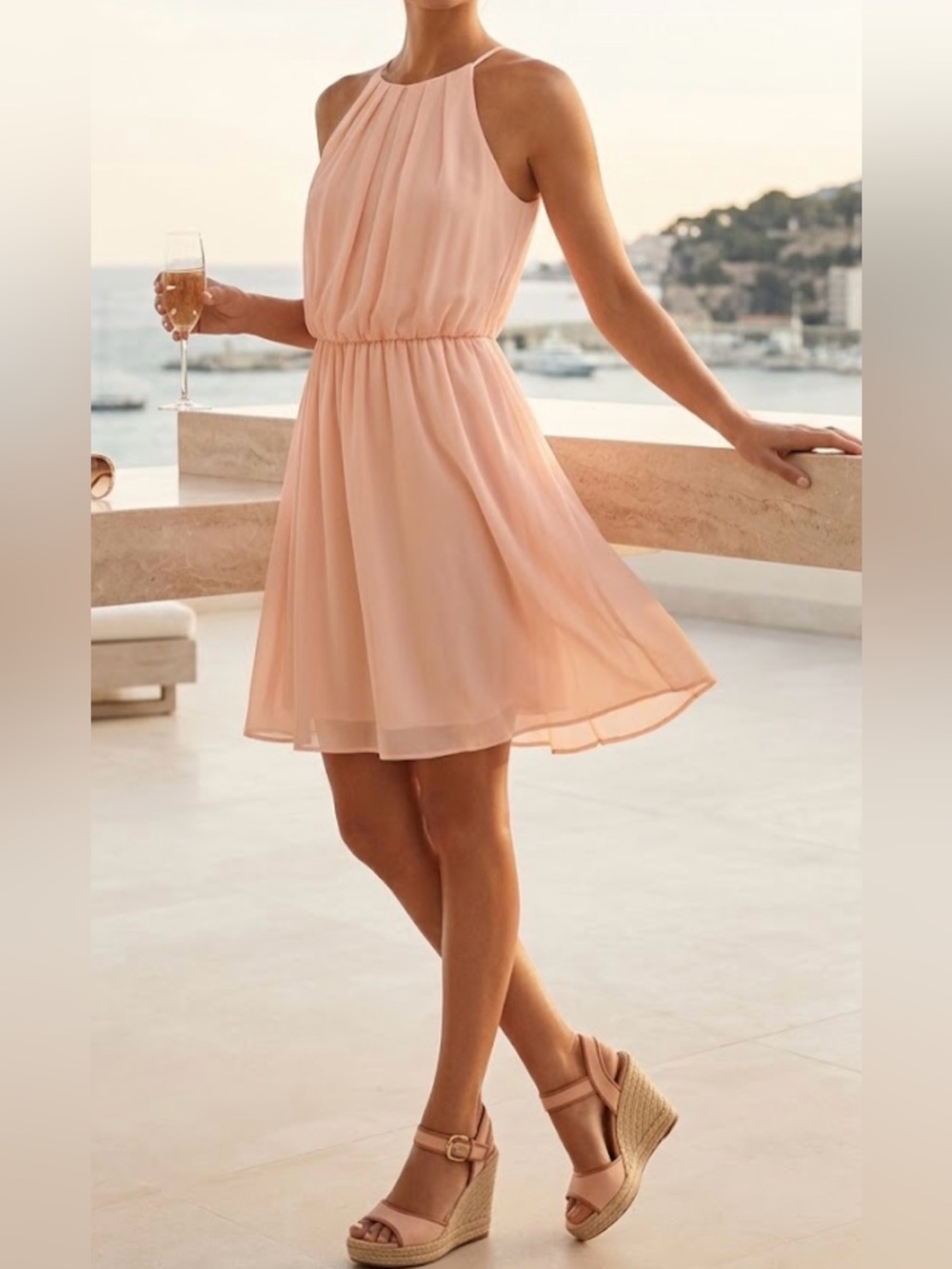 miami Soft Pink Chiffon Mini Dress - Picture 2 of 9